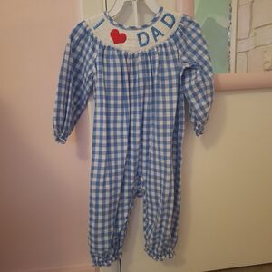 Blue Gingham 'I Love Dad' Kids One Piece 18-24 Months